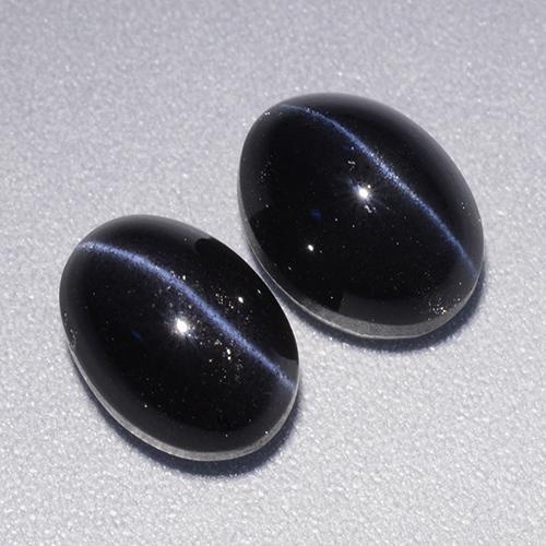 4.46캐럿 천연 검정색 Cat's Eye Scapolite 보석, 타원형 컷, 8.1×6 mm, 불투명체