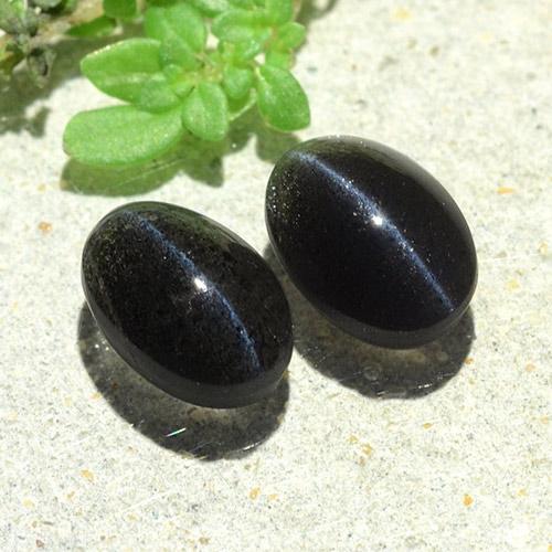 2.59캐럿 천연 검은색 캣츠아이 스카폴라이트 보석, 타원형 컷, 투명한