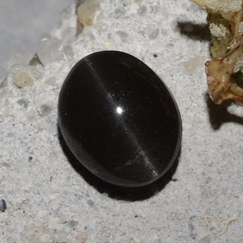 2.35ct 자연스러운 검은색 캣츠아이 스카폴라이트, 타원형, 투명한