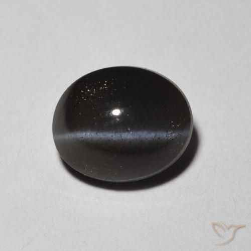1.47ct 자연스러운 검은색 캣츠아이 스카폴라이트, 타원형, 투명한