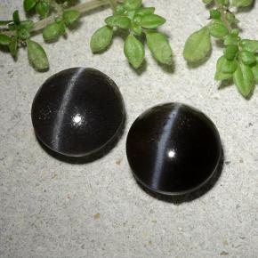 3.46캐럿 천연 검정색 Cat's Eye Scapolite 보석, 라운드 컷, 8.31 mm, 투명한