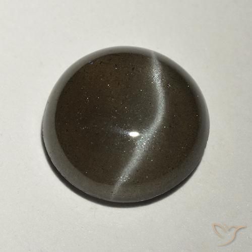 2.34ct 자연스러운 검은색 캣츠아이 스카폴라이트, 둥근, 투명한