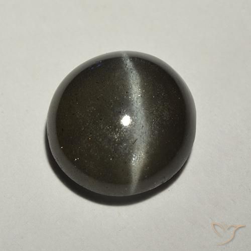 2.18ct 자연스러운 검은색 캣츠아이 스카폴라이트, 둥근, 투명한