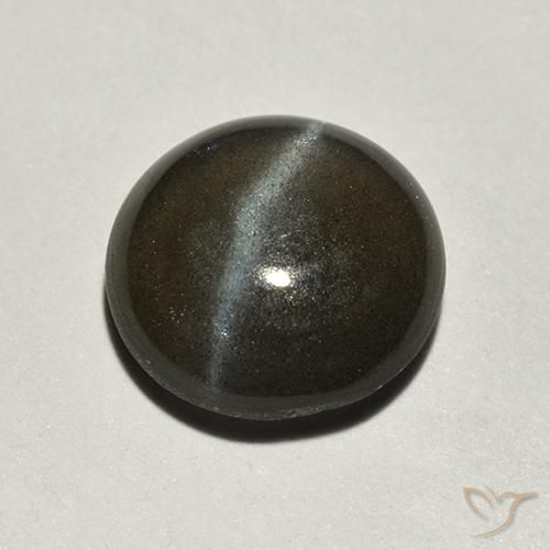 2.01ct 자연스러운 검은색 캣츠아이 스카폴라이트, 둥근, 투명한