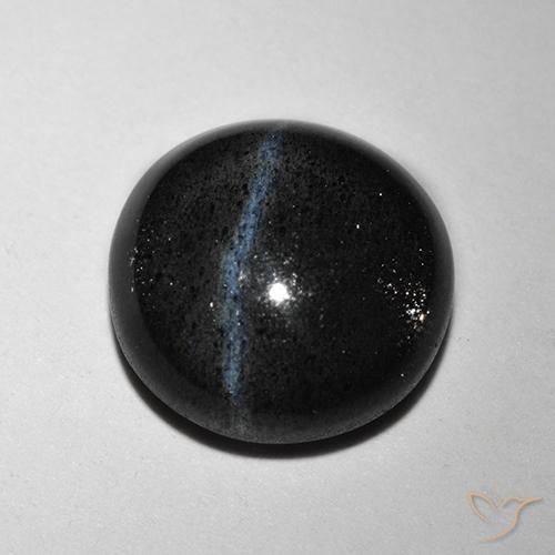 2.48ct 자연스러운 검은색 캣츠아이 스카폴라이트, 둥근, 투명한