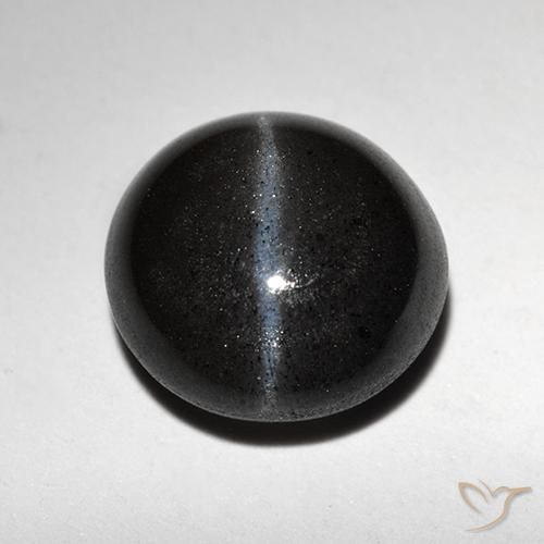2.87ct 자연스러운 검은색 캣츠아이 스카폴라이트, 둥근, 투명한