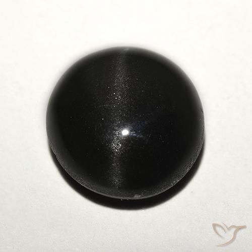 3.89ct 자연스러운 검은색 캣츠아이 스카폴라이트, 둥근, 투명한