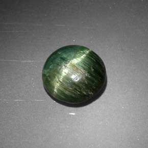 0.87캐럿 천연 딥 그린 Cat's Eye Tourmaline, 라운드 컷, 6.24 mm, 불투명체