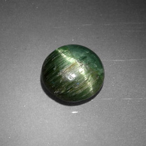 0.87캐럿 천연 딥 그린 Cat's Eye Tourmaline, 라운드 컷, 6.24 mm, 불투명체