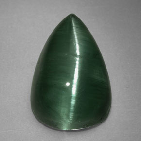 2.46캐럿 천연 딥 그린 Cat's Eye Tourmaline, 투명한, 10×6.5 mm, 투명/반투명