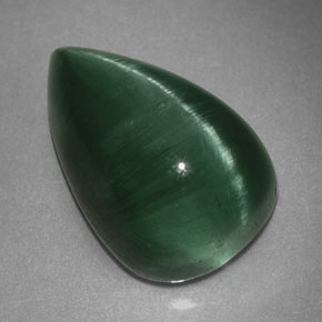 2.46캐럿 천연 딥 그린 Cat's Eye Tourmaline, 투명한, 10×6.5 mm, 투명/반투명