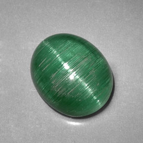 2.09캐럿 천연 그린 Cat's Eye Tourmaline, 투명한, 8.6×7 mm, 투명/반투명