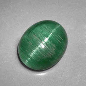 2.09캐럿 천연 그린 Cat's Eye Tourmaline, 투명한, 8.6×7 mm, 투명/반투명