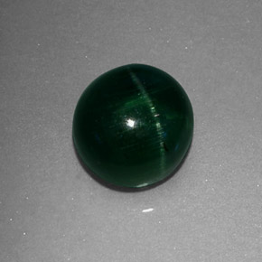 2.43캐럿 천연 딥 그린 Cat's Eye Tourmaline, 투명한, 7.14 mm, 투명/반투명
