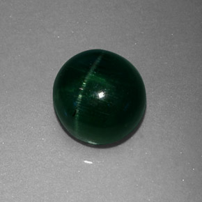 2.43캐럿 천연 딥 그린 Cat's Eye Tourmaline, 투명한, 7.14 mm, 투명/반투명