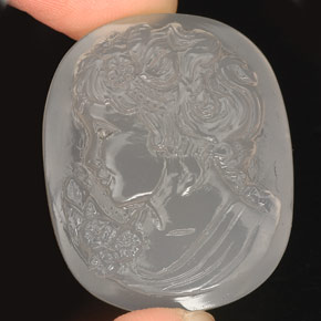 64.46캐럿 천연 화이트 칼세도니, 투명한, 31.4×25.8 mm, 투명/반투명