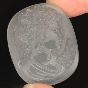 64.46캐럿 천연 화이트 칼세도니, 투명한, 31.4×25.8 mm, 투명/반투명
