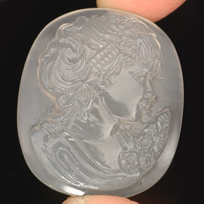 64.73캐럿 천연 화이트 칼세도니, 투명한, 31.4×27 mm, 투명/반투명