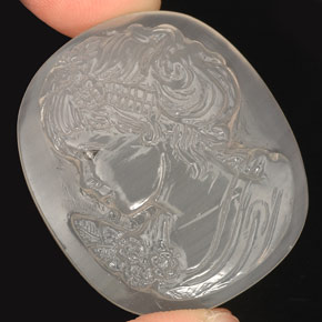 64.73캐럿 천연 화이트 칼세도니, 투명한, 31.4×27 mm, 투명/반투명