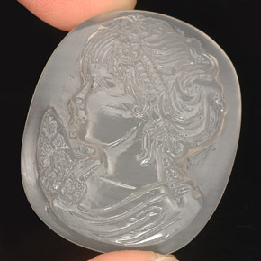 64.73캐럿 천연 화이트 칼세도니, 투명한, 31.4×27 mm, 투명/반투명