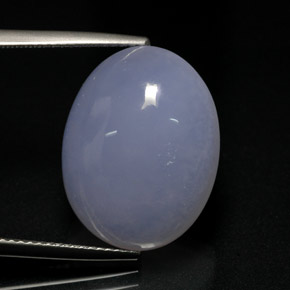 16.32캐럿 천연 라벤더 블루 칼세도니, 타원형 컷, 19.2×15 mm, 투명한