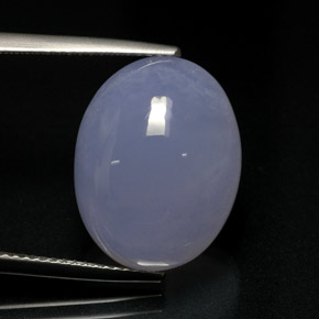 15.37캐럿 천연 라벤더 블루 칼세도니, 타원형 컷, 17.6×13.6 mm, 투명한