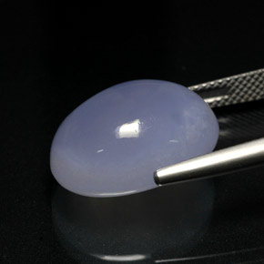 15.37캐럿 천연 라벤더 블루 칼세도니, 타원형 컷, 17.6×13.6 mm, 투명한