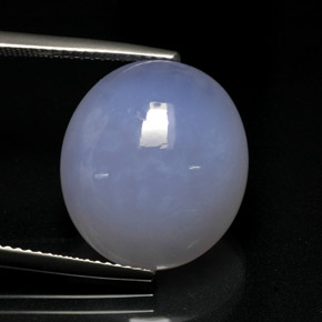 16.62캐럿 천연 라벤더 블루 칼세도니, 타원형 컷, 17.4×15.4 mm, 투명한