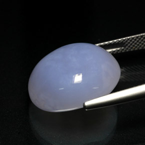 16.62캐럿 천연 라벤더 블루 칼세도니, 타원형 컷, 17.4×15.4 mm, 투명한