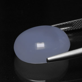 12.69캐럿 천연 라벤더 블루 칼세도니, 타원형 컷, 16.5×14 mm, 투명한