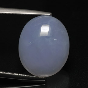 12.71캐럿 천연 라벤더 블루 칼세도니, 타원형 컷, 16.5×13.6 mm, 투명한