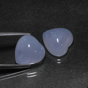캐럿 천연 라벤더 블루 칼세도니 보석, 하트 모양, 12.2×12.1 mm, 투명한