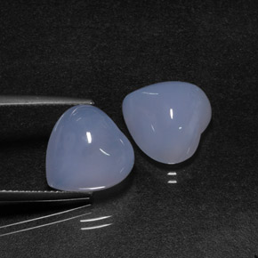 캐럿 천연 라벤더 블루 칼세도니 보석, 하트 모양, 12.2×12.1 mm, 투명한