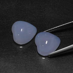 캐럿 천연 라벤더 블루 칼세도니 보석, 하트 모양, 12.2×12.1 mm, 투명한