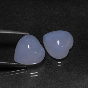 캐럿 천연 라벤더 블루 칼세도니 보석, 하트 모양, 12.3×12.2 mm, 투명한