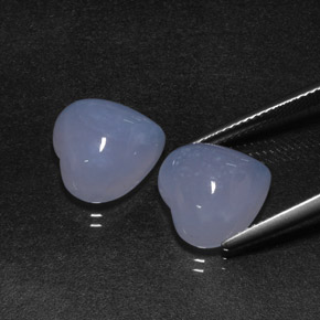 캐럿 천연 라벤더 블루 칼세도니 보석, 하트 모양, 12.3×12.2 mm, 투명한