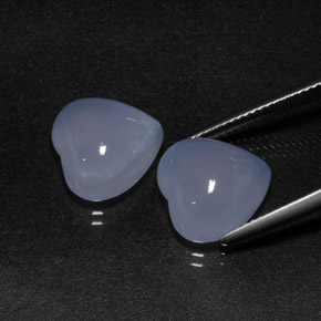 캐럿 천연 라벤더 블루 칼세도니 보석, 하트 모양, 12.1×12.1 mm, 투명한