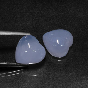 캐럿 천연 라벤더 블루 칼세도니 보석, 하트 모양, 12.1×12.1 mm, 투명한