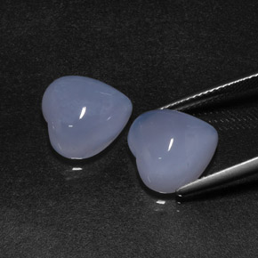 캐럿 천연 라벤더 블루 칼세도니 보석, 하트 모양, 12.1×12.1 mm, 투명한