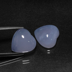 캐럿 천연 라벤더 블루 칼세도니 보석, 하트 모양, 12.1×12 mm, 투명한