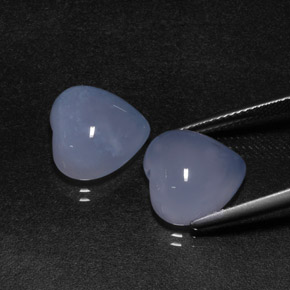 캐럿 천연 라벤더 블루 칼세도니 보석, 하트 모양, 12.1×12 mm, 투명한