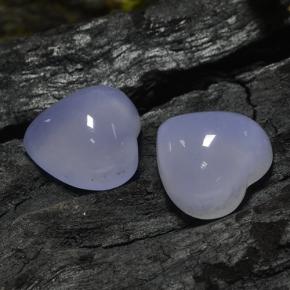 13.65캐럿 천연 라벤더 블루 칼세도니 보석, 하트 모양, 12.2×12.1 mm, 투명한