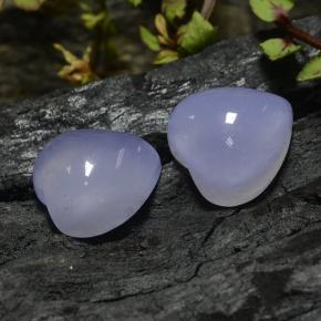 13.65캐럿 천연 라벤더 블루 칼세도니 보석, 하트 모양, 12.2×12.1 mm, 투명한