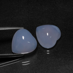 캐럿 천연 라벤더 블루 칼세도니 보석, 하트 모양, 12.2×12.2 mm, 투명한