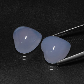 캐럿 천연 라벤더 블루 칼세도니 보석, 하트 모양, 12.2×12.2 mm, 투명한