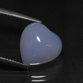 7.02캐럿 천연 라벤더 블루 칼세도니, 하트 모양, 12.3×12.3 mm, 투명한