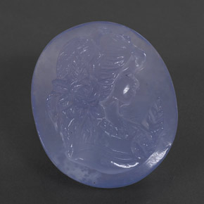 27.59캐럿 천연 라벤더 블루 칼세도니, 투명한, 26.3×21.8 mm, 투명/반투명