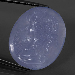 27.59캐럿 천연 라벤더 블루 칼세도니, 투명한, 26.3×21.8 mm, 투명/반투명