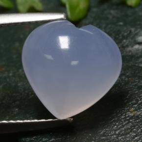 5.51캐럿 천연 라벤더 블루 칼세도니, 하트 모양, 12×11.7 mm, 투명한