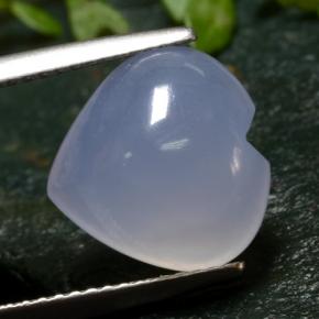 5.51캐럿 천연 라벤더 블루 칼세도니, 하트 모양, 12×11.7 mm, 투명한